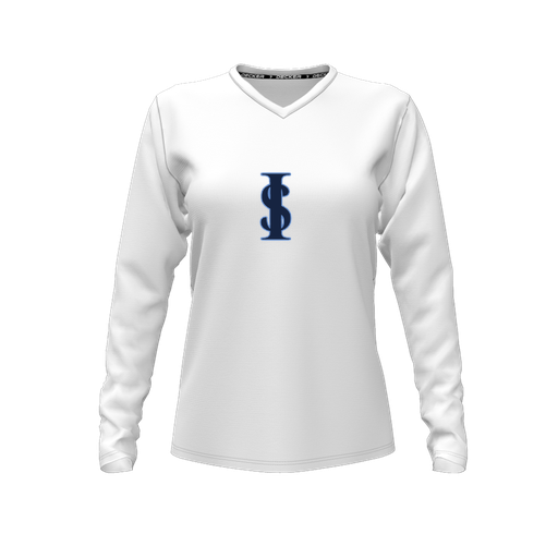 [FTLVCFWH-FYXS-LOGO2] Comfort T-Shirt (Female Youth XS, White, V Neck, Logo 2, Long Sleeve)