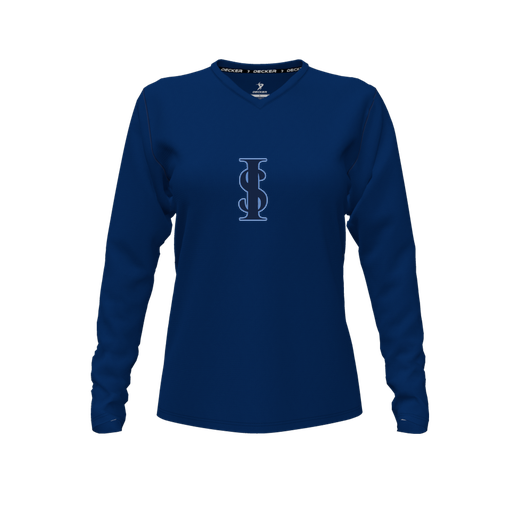 [FTLVCFNV-FYXS-LOGO2] Decker Comfort T-Shirt (Female Youth XS, Navy, V Neck, Logo 2, Long Sleeve)