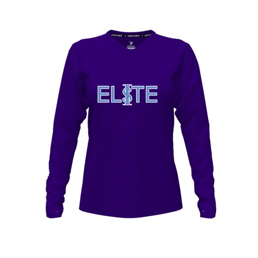 [CUS-DFW-TEES-PER-VNK-LSL-PUR-FYXS-LOGO1] Performance T-Shirt (Female Youth XS, Purple, V Neck, Logo 1, Long Sleeve)