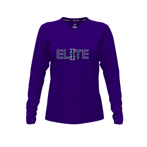 [CUS-DFW-TEES-PER-VNK-LSL-PUR-FYXS-LOGO3] Performance T-Shirt (Female Youth XS, Purple, V Neck, Logo 3, Long Sleeve)
