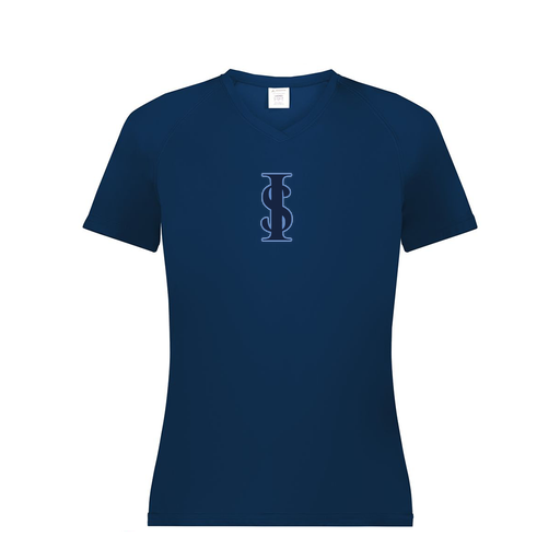 [2792.065.XS-LOGO2] Ladies Smooth Sport V-Neck T-Shirt (Female Adult XS, Navy, Logo 2)