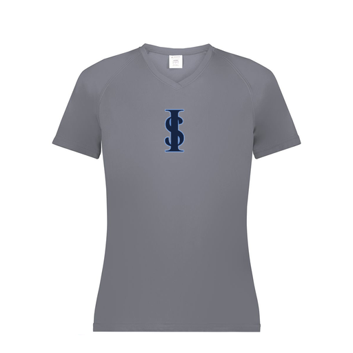 [2792.059.XS-LOGO2] Ladies Smooth Sport V-Neck T-Shirt (Female Adult XS, Gray, Logo 2)