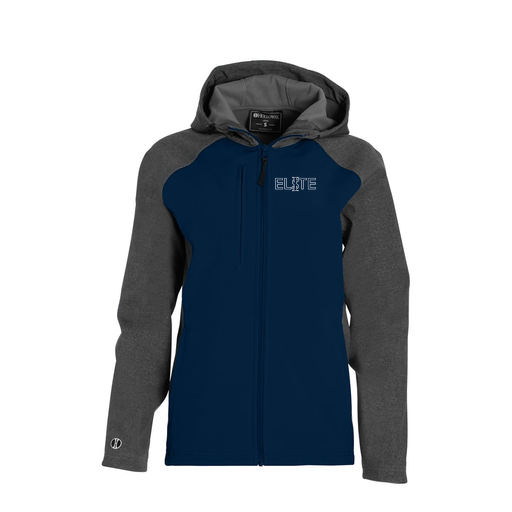 [229357.H03.XS-LOGO3] Soft Shell Full Zip Jacket - Womens (Female Adult XS, Navy, Logo 3)