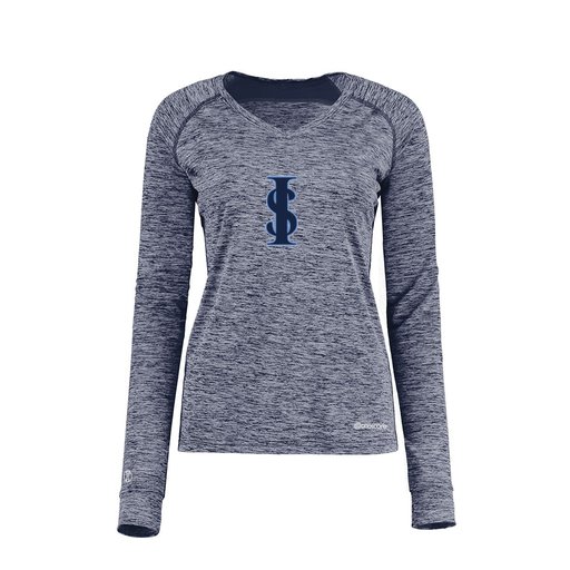 [222770.U22.XS-LOGO2] Ladies Electric Long Sleeve Shirt (Female Adult XS, Navy, Logo 2)