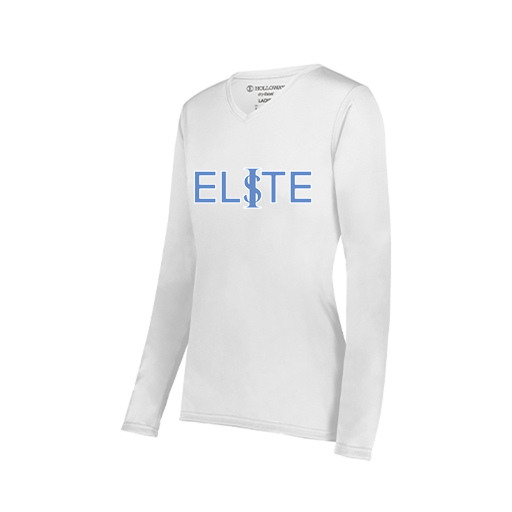 [222824.005.S-LOGO1] Ladies LS Smooth Sport Shirt (Female Adult S, White, Logo 1)