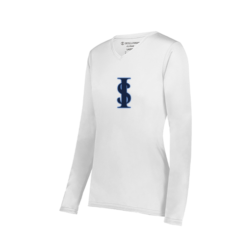 [222824.005.S-LOGO2] Ladies LS Smooth Sport Shirt (Female Adult S, White, Logo 2)