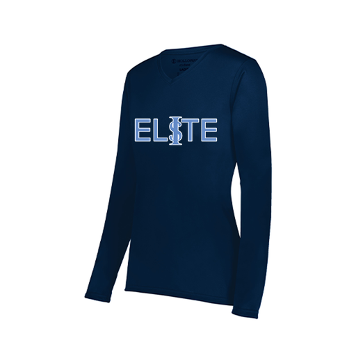 [222824.065.S-LOGO1] Ladies LS Smooth Sport Shirt (Female Adult S, Navy, Logo 1)